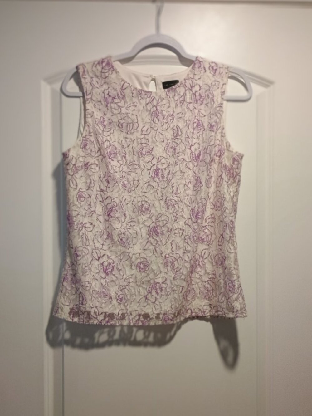 Floral Lace White and Lavender Tank